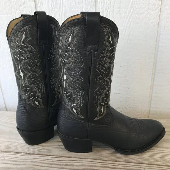 Ariat Buckstitch Bull Shoulder Mens Black Cowboy Western Boots 10.5 D 37423 - Picture 3 of 13